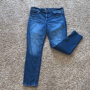 Kut From The Kloth Women’s Dark Blue Stretch Straight Leg Distressed Jeans Sz 8